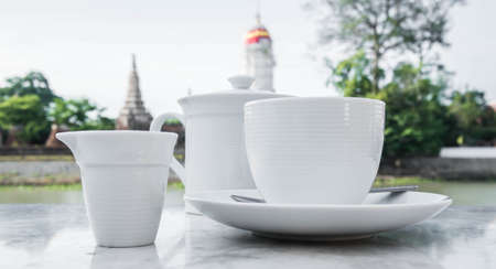 cups of tea in the morningの写真素材
