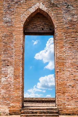 Bricks structure arch and sky backgroundの写真素材