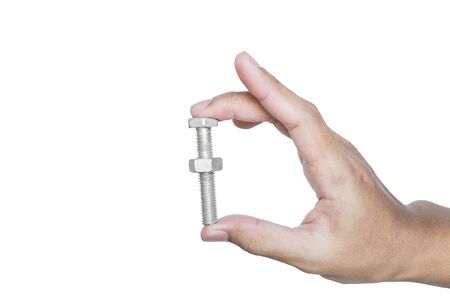 Hand holding knot screwの写真素材
