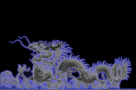 Abstract Chinese dragon neon glow graphicの写真素材