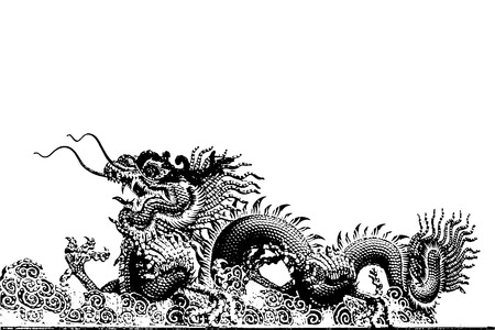 Abstract Chinese dragon line drawingの写真素材