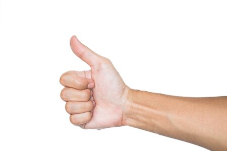male hand show thumb upの写真素材