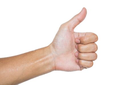 male hand show thumb upの写真素材