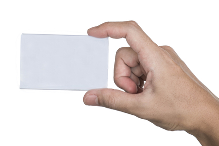 Male hand holding shiny blank cardの写真素材