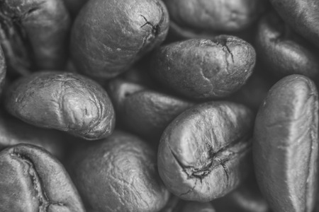 Vintage tone black and white, close-up soft focus coffee beansの写真素材