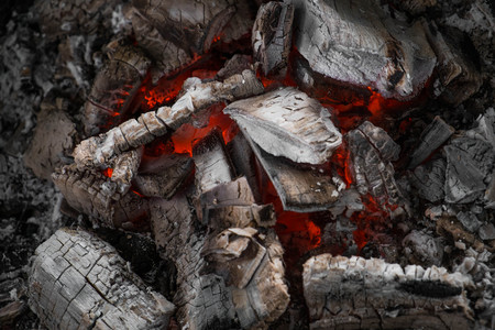 Close-up extinguish fire coal in stoveの写真素材