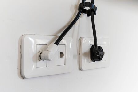 Electrical plug and TV signal outlets
