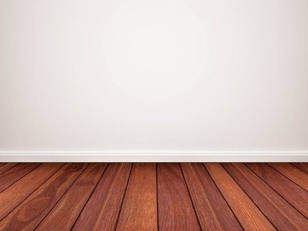 Wood floor with white wallの写真素材