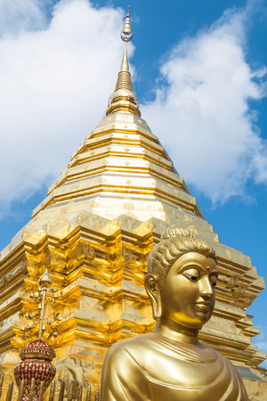 Golden structure in Wat Phra That Doi Suthep in Chiangmai, Thailandの写真素材