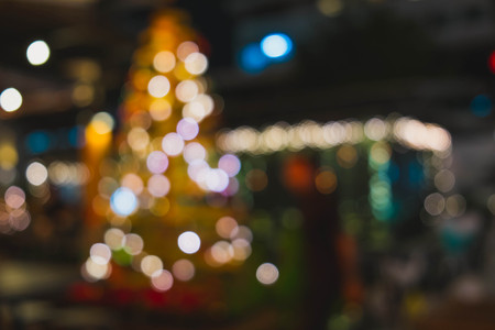 Blur Bokeh background of light in Christmas nightの写真素材