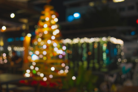 Blur Bokeh background of light in Christmas nightの写真素材