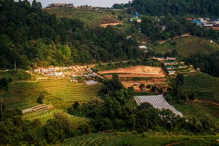 Village in Mon Jam mountain, Chiang Mai, Thailandの写真素材