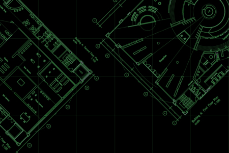 Architecture drawings layout floor plan, with grid lines and empty spaceの写真素材