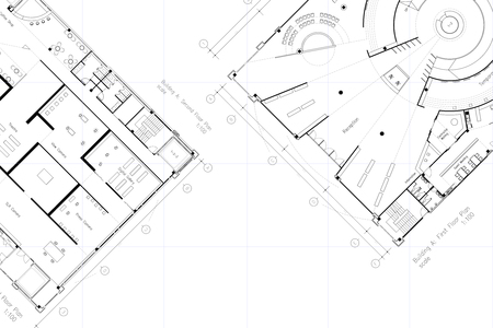 Architectural layout floor plan, with grid lines and empty space