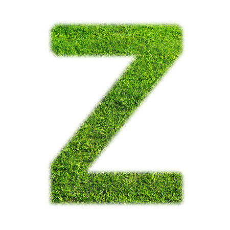 "Z" uppercase alphabet made of grass texture, isolated on white backgroundの写真素材