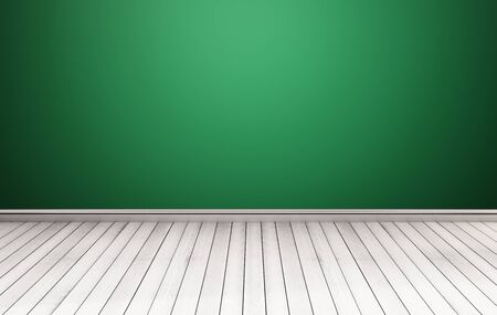 White wood floor with green wallの写真素材