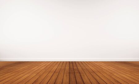 Hardwood floor and white wallの写真素材