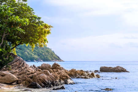 Landscape on the beach at Lipe island, Thailandの写真素材