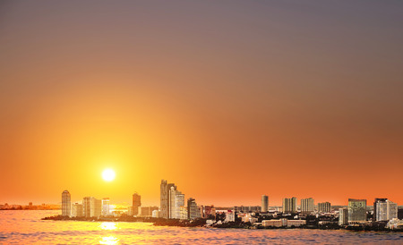 High angle view over Pattaya city in sunset, landmark in east city of Thailandの写真素材