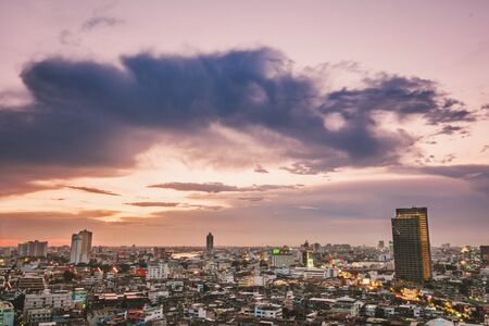 Cityscape of Bangkok city in eveningの写真素材
