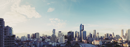 Panoramic cityscape of Bangkok city in morning, vintage toneの写真素材