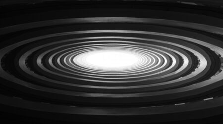 Abstract architectural structure, ellipse geometric illusion shape, black and whiteの写真素材