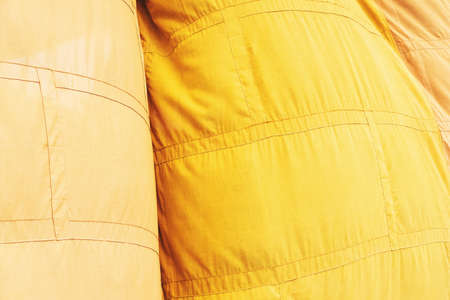 Yellow Buddhist monk robe flutter by wind