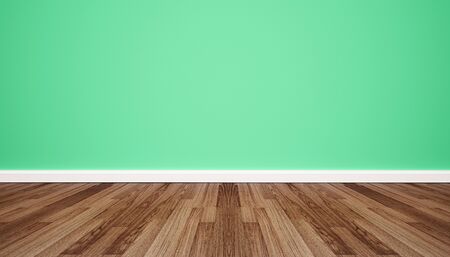 Wood floor with retro green wallの写真素材