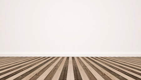 Wood floor with white wallの写真素材