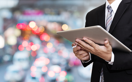 Businessman using digital tablet for workingの写真素材