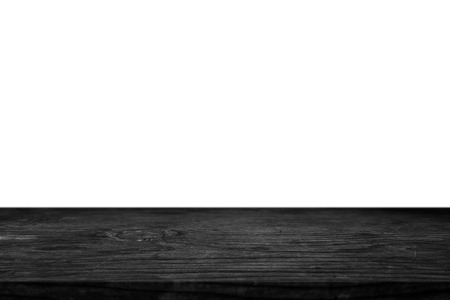 Wooden table top on white background, isolatedの写真素材