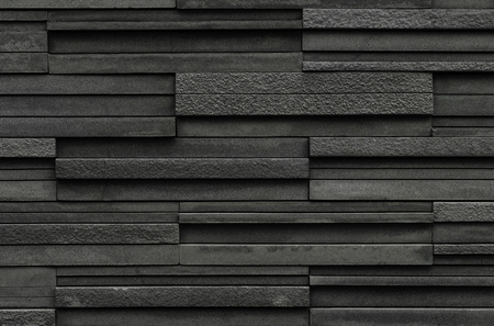 Black bricks slate texture background, slate stone wall textureの写真素材