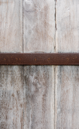Old wood panels texture with rusty metal backgroundの写真素材