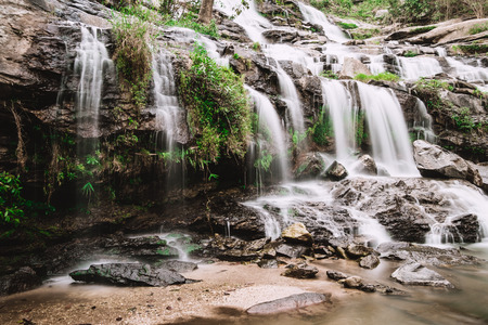 Long exposure, landscape waterfall in Chiang Mai, Thailandの写真素材