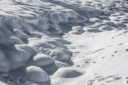 Snow hoarfrost with shade and shadowの写真素材