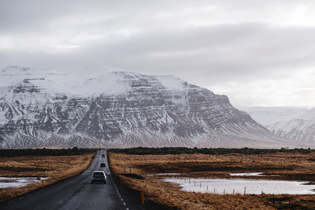 Landscaped, roadtrip on the countryside rode in Icelandの写真素材