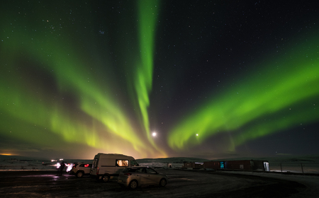 Aurora Borealis in Pingvellir National Park, South Icelandのeditorial素材