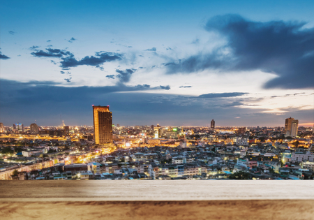 Rooftop cityscape view of Bangkok city in eveningの写真素材