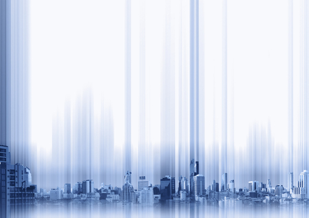 Blue buildings in the city on whitebackground, technology concept backgroundの写真素材