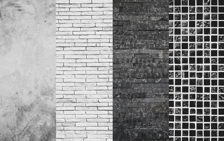 Concrete, Bricks, Stone Slate and Mosaic Tiles Texture, Wall and Floor Material Choices Selectionの写真素材