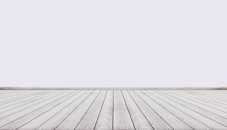 White wood floor with white wall, interior empty spaceの写真素材