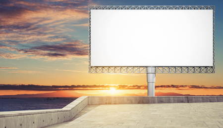 Blank billboard for advertisement in sunsetの写真素材