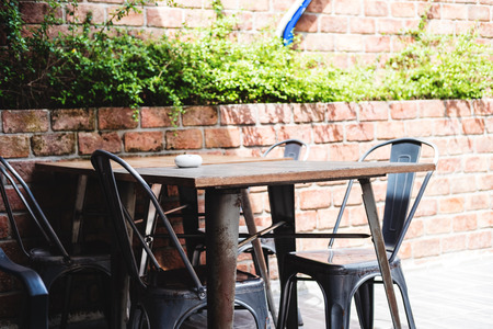 Cafe old fashioned, outdoor chairs and table, vintage styleの写真素材