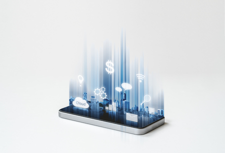 Mobile smart phone application and networking technologyの写真素材