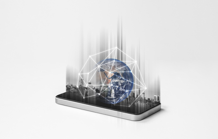 Mobile phone network, communication and global networking technology. Element of this image are furnished by NASAの写真素材