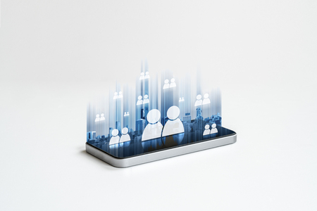 Mobile phone internet network, social networking and communication technologyの写真素材