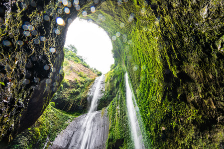 Madakaripura waterfall in Indonesiaの写真素材