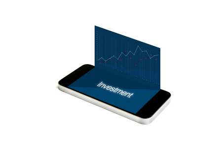 Mobile smart phone with raising graph, mobile stock market and investmentの写真素材