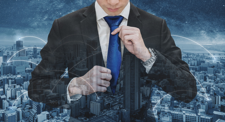 Business network, blockchain technology and internet connectionの写真素材