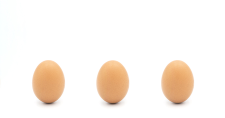 Three Eggs, isolated on white backgroundの写真素材